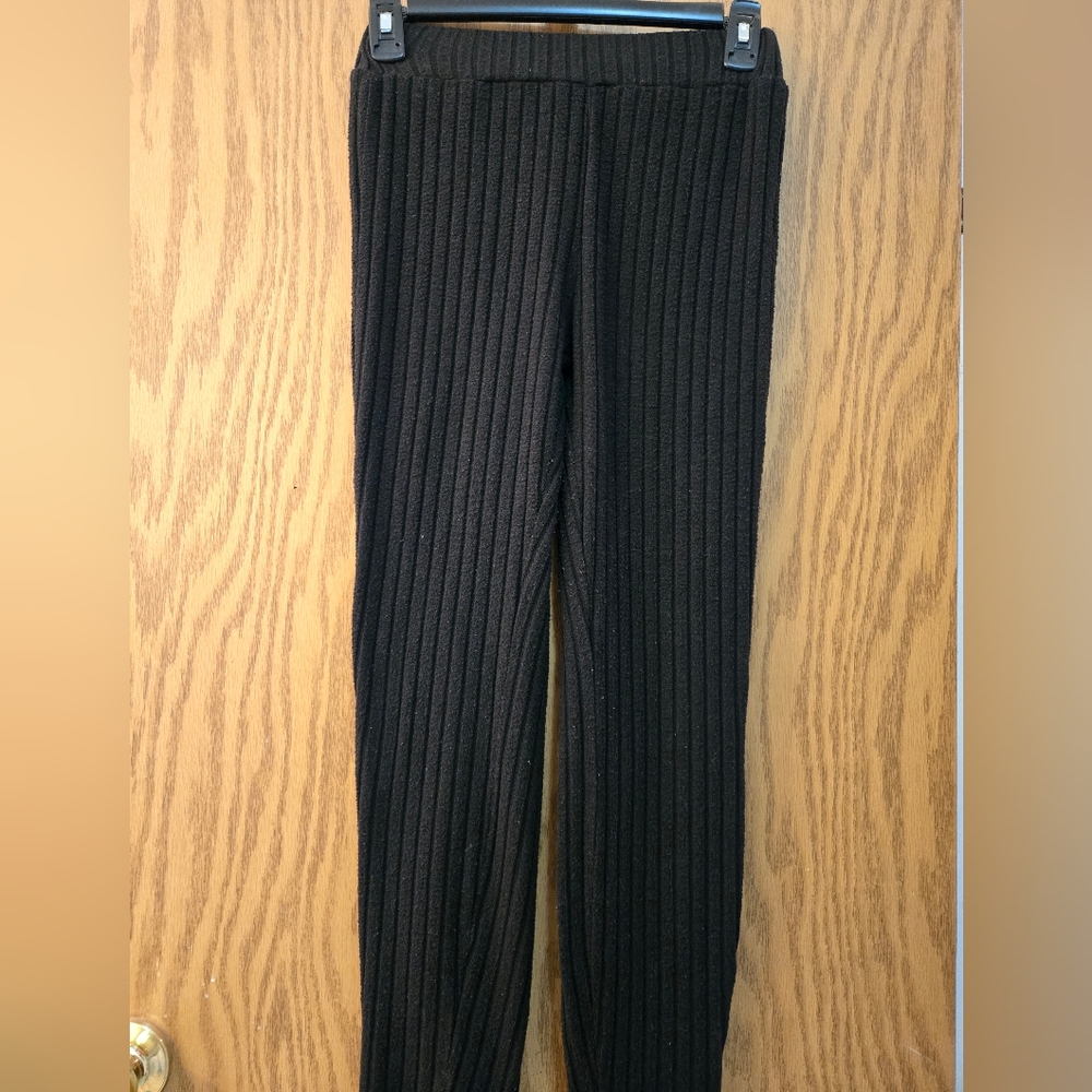 Black Ribbed Knit Pants